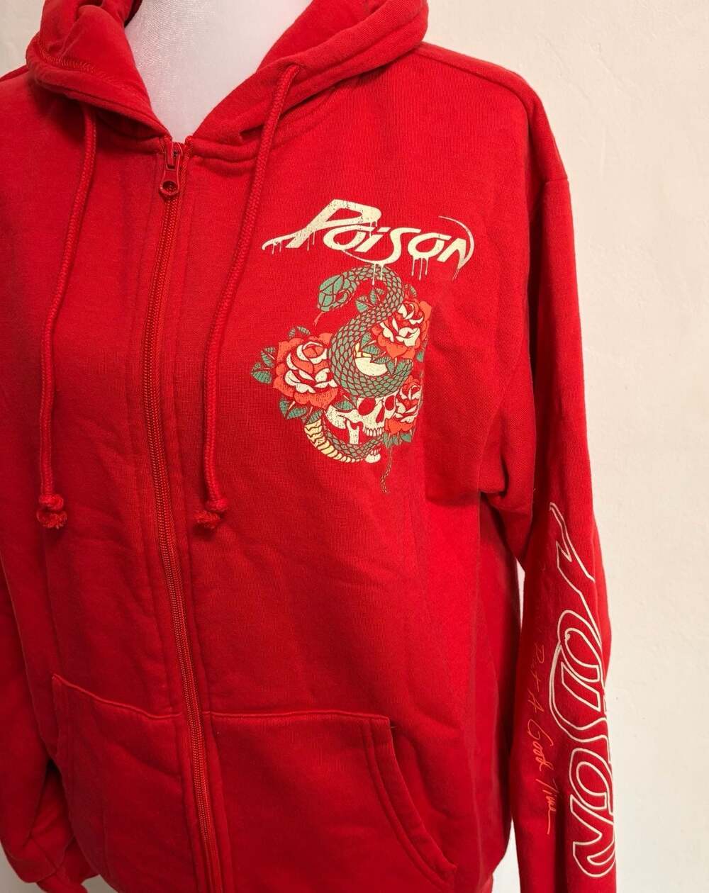 POISON 2018 Nothing But A Good Time Concert Tour Full Zip Hoodie Red Small